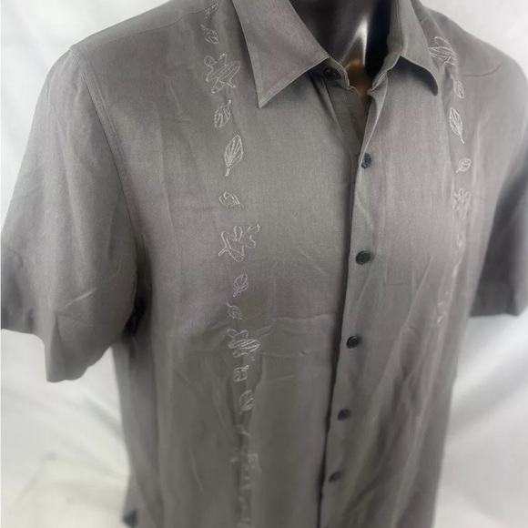 Nat Nast Luxury Originals Mens Shirt Large  Embroidered Panel Zinc Silk  Cotton - Picture 8 of 12